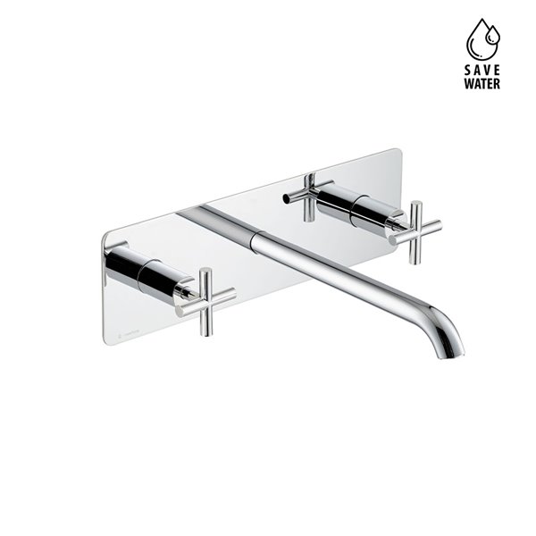 3-hole wall-mounted wash basin group, single cover plate, without pop-up waste set.