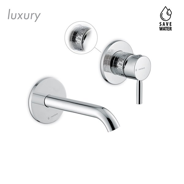 Single lever wall mixer group, without pop -up waste set.