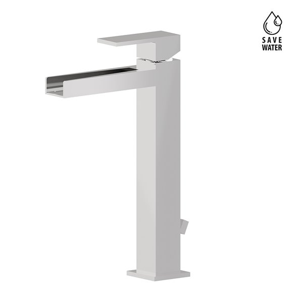 Single-lever mixer, high version for above counter basin, with 1”1/4 pop-up waste set