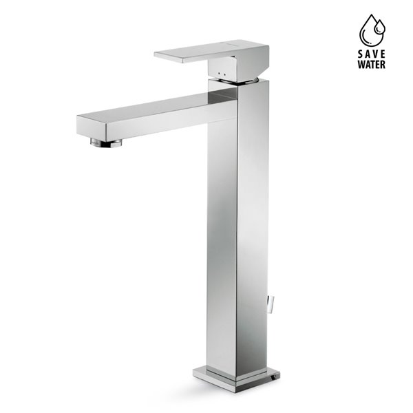 Single-lever mixer, high version for above counter basin, with 1”1/4 pop-up waste set