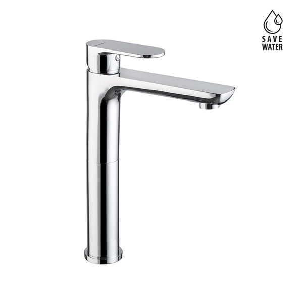 Single-lever mixer, high version for above counter basin without pop-up waste set. 
