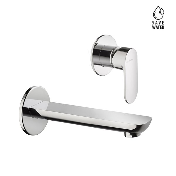 Basin group consisting of: single-lever wall mixer with concealed parts, without pop-up waste set.