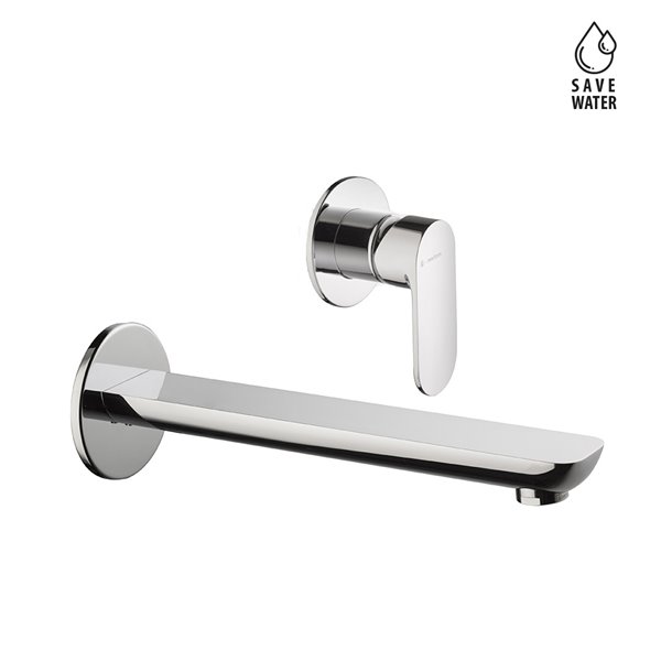 Basin group consisting of: single-lever wall mixer with concealed parts, without pop-up waste set. 