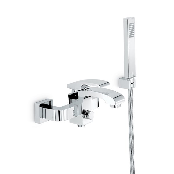 Complete bath group with fixed shower holder, flexible, hand shower
