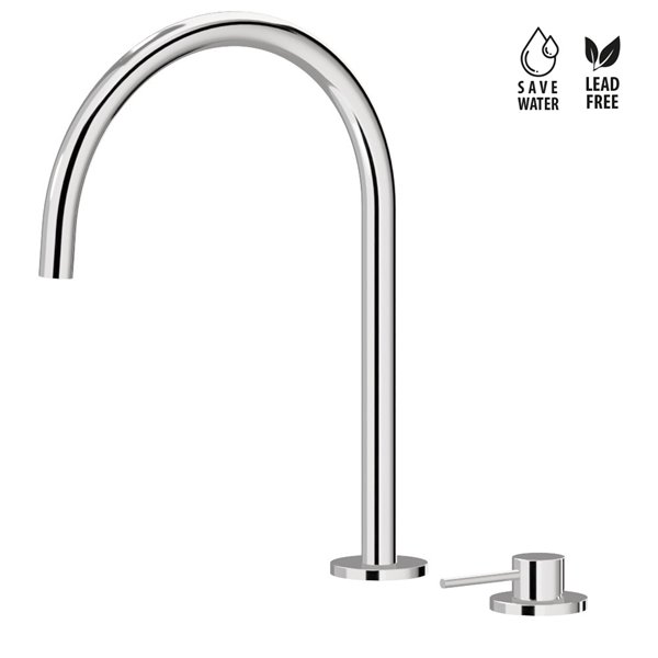 Complete set consisting of single-lever sink mixer and round swivel spout.