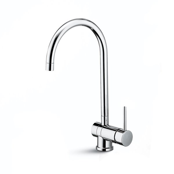 Single-lever sink mixer with swivel, folding and round spout