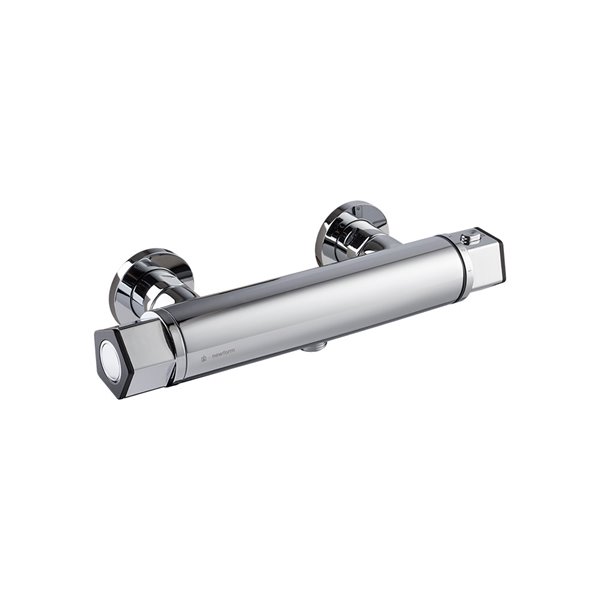 Single lever exposed shower thermostatic mixer.